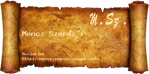 Mencz Szeráf névjegykártya